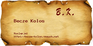 Becze Kolos névjegykártya